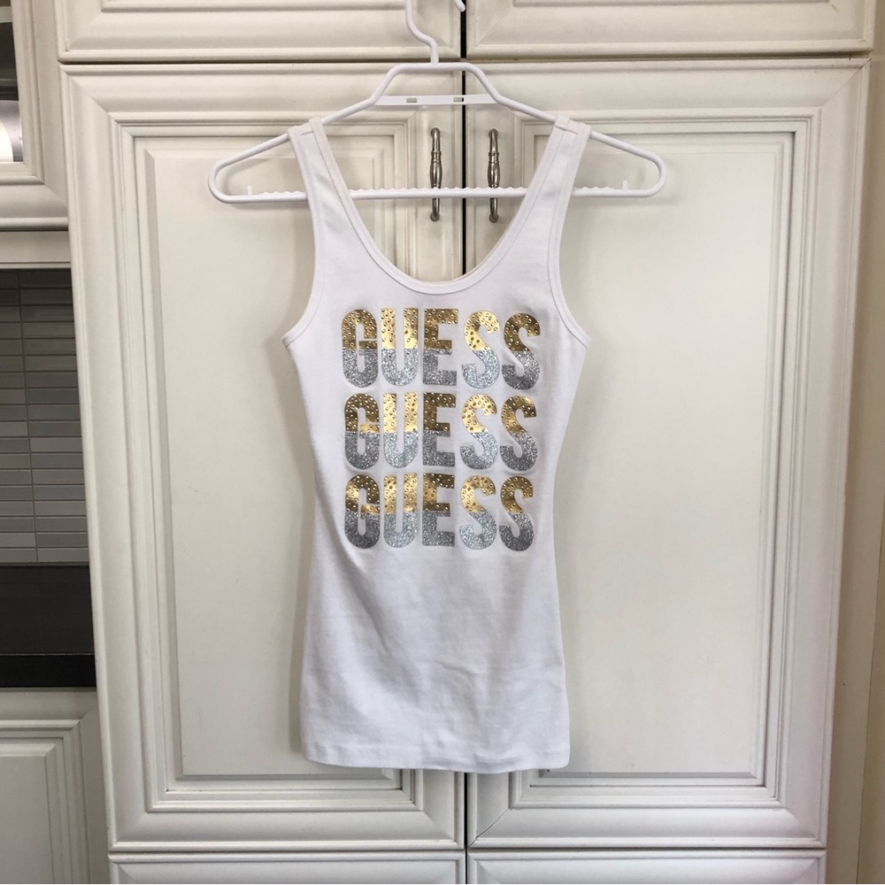Guess women’s metallic branded tank top